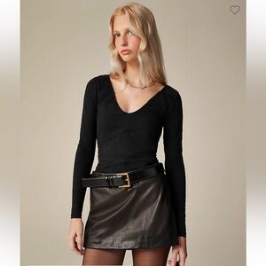 J.Crew Stretch cotton-blend ruched V-neck top size MWT